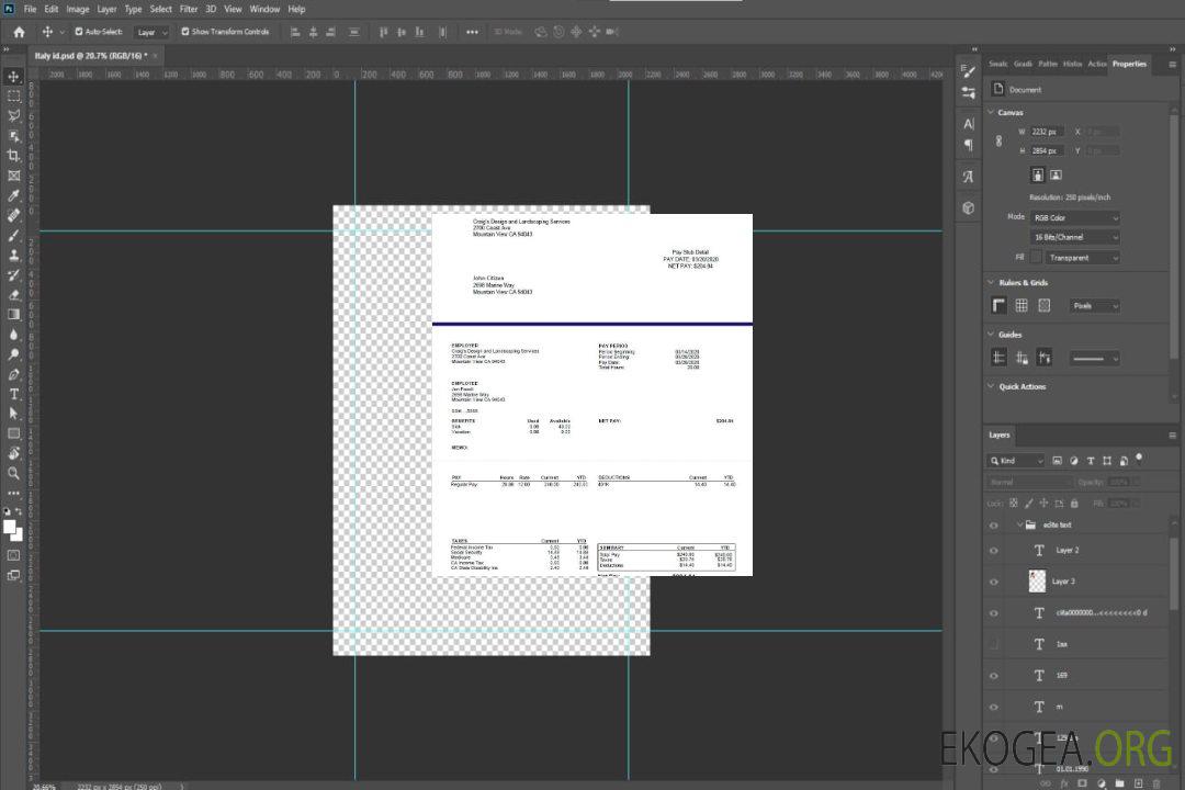Bulletin de paie des services de conception et d'aménagement paysager de CRAIG aux formats Word et PDF template Bulletin de paie des services de conception et d'aménagement paysager de CRAIG aux formats Word et PDF template